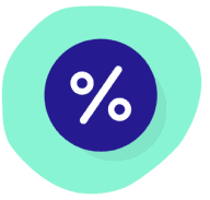 Percent sign on teal background