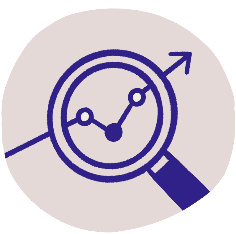 Magnifying glass observing credit report