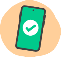Phone with a green tick on a peach background