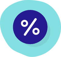 Percent sign on a blue background